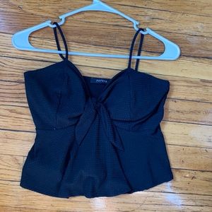 Tie Peplum Textured Tank Top